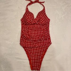 Moontide Swimsuit Ruched Sides
Orange/White - Anchor Print